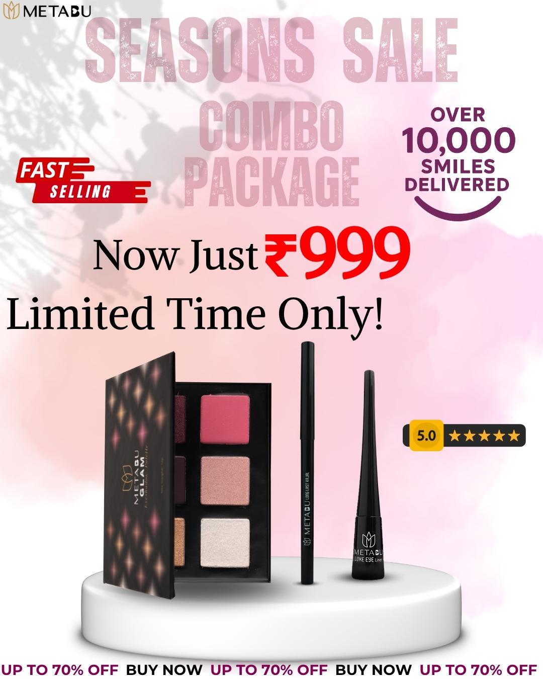 Metabu Perfect Trio – Kajal, Eyeliner, and Eye Shadow for Bold Eyes