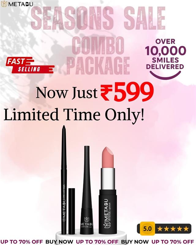 Metabu Perfect Trio – Kajal, Eyeliner, and Lipstick for Iconic Glam