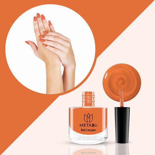 METABU Long Lasting Nail lacquer, Super Glossy, Quick Drying Nail Polish,8 ml LIGHT Orange Shade