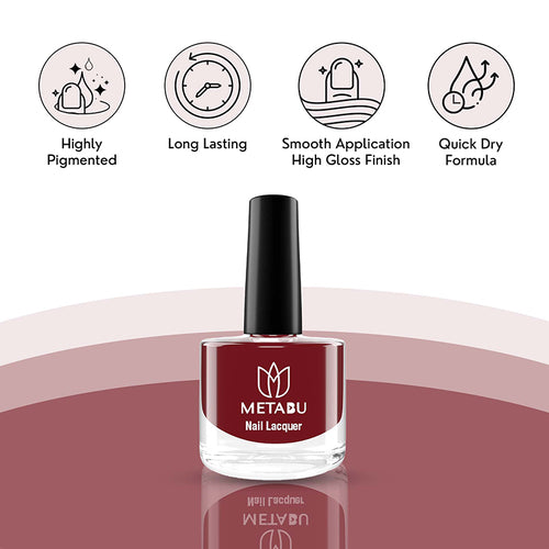 METABU Long Lasting Nail lacquer, Super Glossy, Quick Drying Nail Polish,8 ml Dark Shade