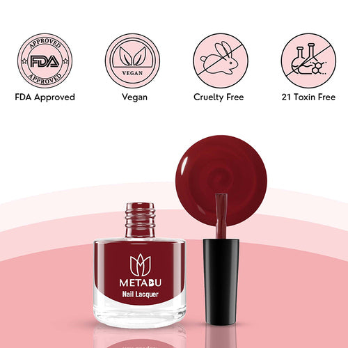 METABU Long Lasting Nail lacquer, Super Glossy, Quick Drying Nail Polish,8 ml Dark Shade