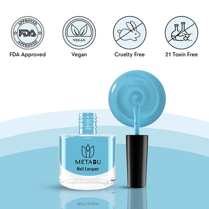 METABU Long Lasting Nail lacquer, Super Glossy, Quick Drying Nail Polish,8 ml Light Blue Shade