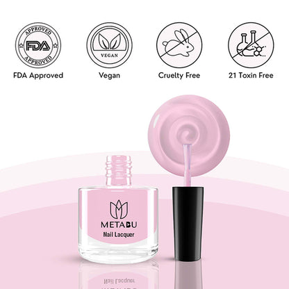 METABU Long Lasting Nail lacquer, Super Glossy, Quick Drying Nail Polish,8 ml Light Baby Pink Shade