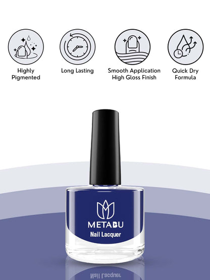 METABU Highly Pigmented & Long Lasting Nail lacquer | Super Glossy Finish | Non-Chipping | Non-Smudging | Gel Effect | Quick Drying Nail Polish | 8 ml- Pack of 4(Combo 5)