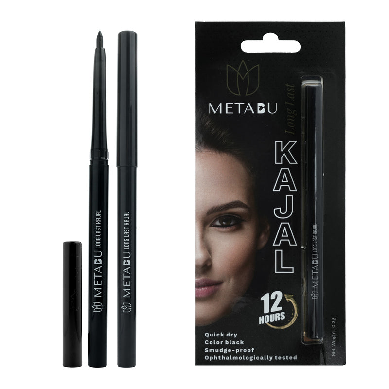 METABU Long-Lasting Kajal, Quick-Dry, Smudge Proof Intense Kajal Upto 12 hours-Black