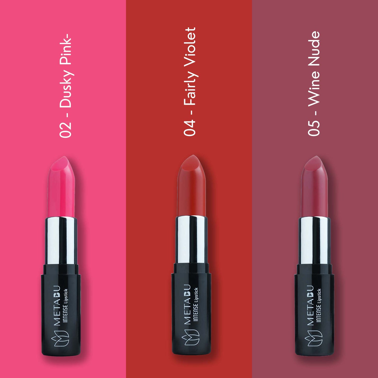 METABU Intense Color Moisture Matte,Vibrant Shades Matte, Satin Matte, Lipstick Lasts Up to 8 hours, 4.2 g, (Pack of 3,Combo 4)