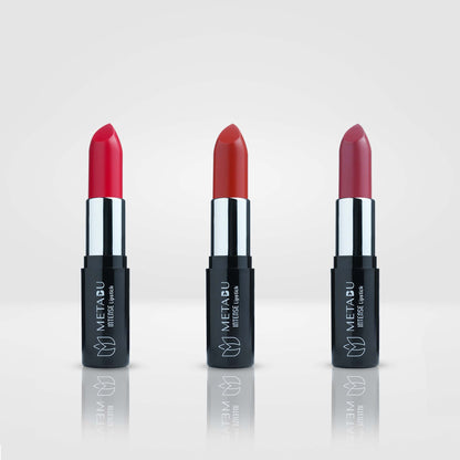 METABU Intense Color Moisture Matte,Vibrant Shades Matte, Satin Matte, Lipstick Lasts Up to 8 hours, 4.2 g, (Pack of 3,Combo 3 )