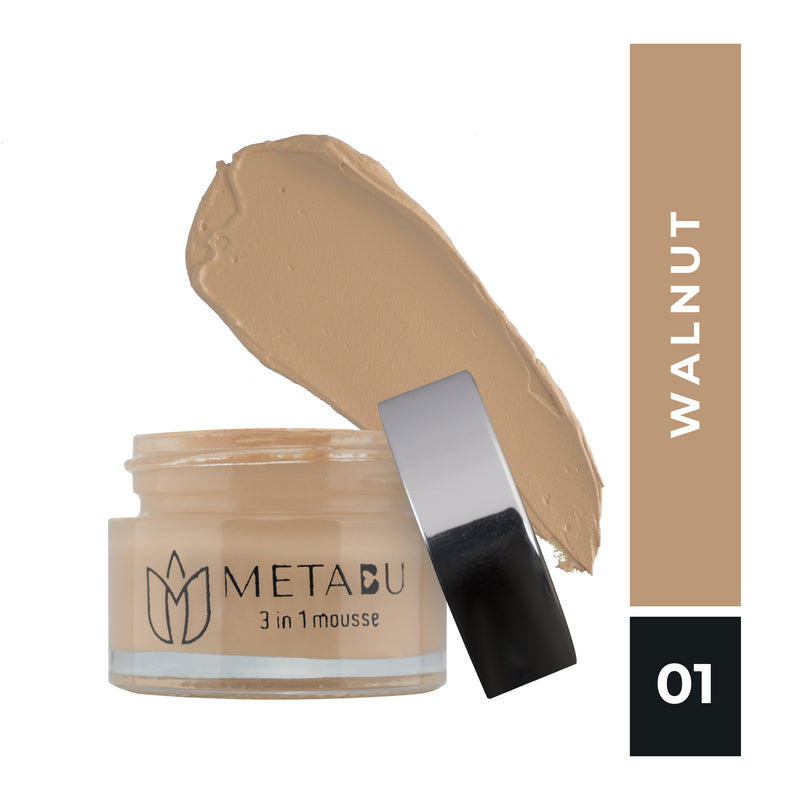 METABU Mousse Foundation, Matte Finish, Full Coverage, SPF 25 Protection, Long Lasting, Minimizes Pores,15ml