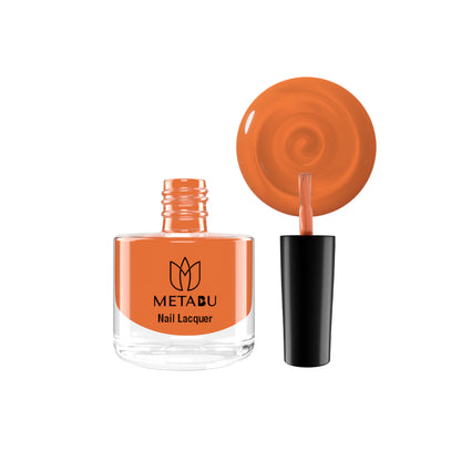 METABU Long Lasting Nail lacquer, Super Glossy, Quick Drying Nail Polish,8 ml LIGHT Orange Shade