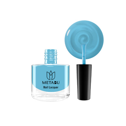 METABU Long Lasting Nail lacquer, Super Glossy, Quick Drying Nail Polish,8 ml Light Blue Shade