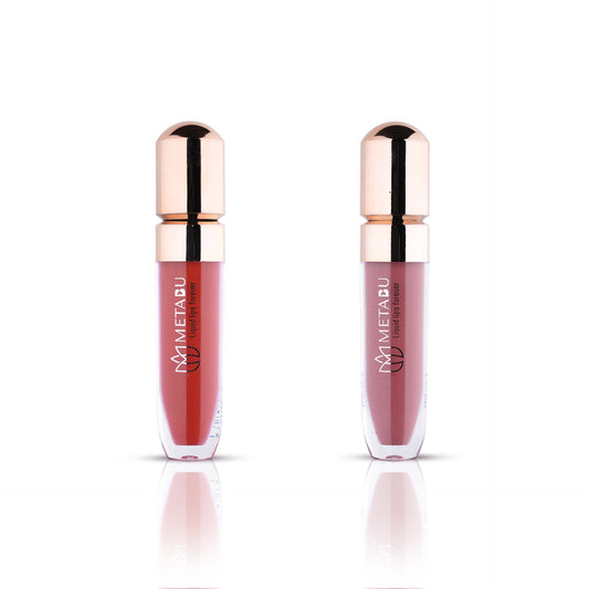 METABU Liquid Lips Forever | Super Stay Matte Liquid Lipstick | 12 Hrs | Long Lasting, Rich Matte & Full Coverage | Smudge Proof | Waterproof & Transferproof | 4.25ml, (Pack of 2,Combo 2)