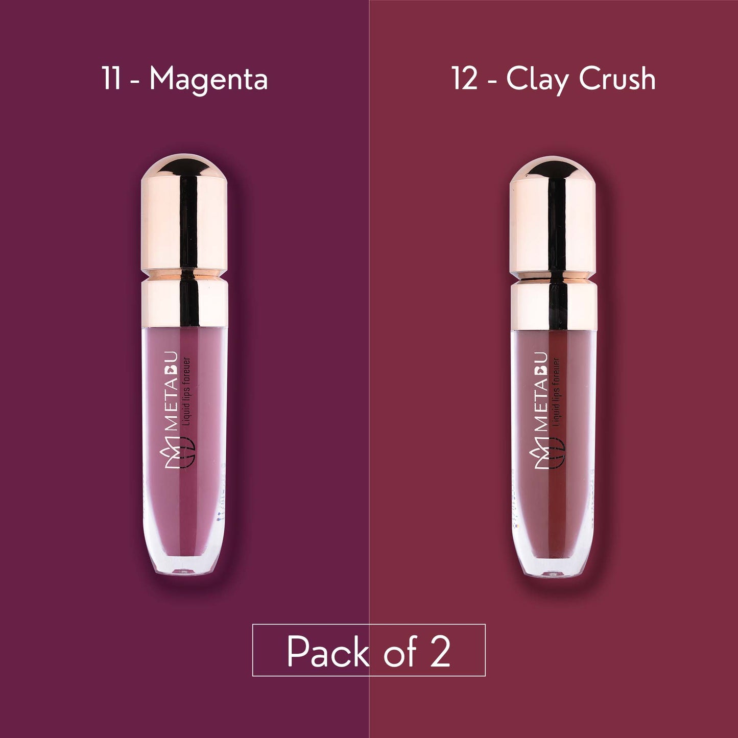 METABU Liquid Lips Forever | Super Stay Matte Liquid Lipstick | 12 Hrs | Long Lasting, Rich Matte & Full Coverage | Smudge Proof | Waterproof & Transferproof | 4.25ml, (Pack of 2,Combo 6)