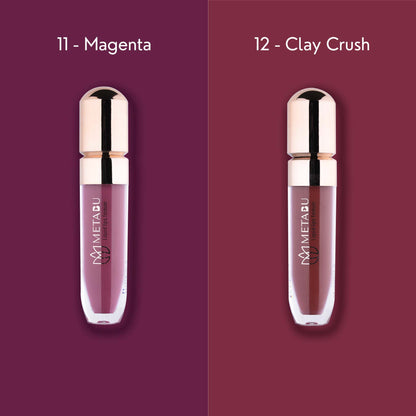 METABU Liquid Lips Forever | Super Stay Matte Liquid Lipstick | 12 Hrs | Long Lasting, Rich Matte & Full Coverage | Smudge Proof | Waterproof & Transferproof | 4.25ml, (Pack of 2,Combo 6)