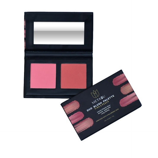 METABU Pink and Peach Duo Blush Palette For Face, Smooth Texture, Cruelty, Paraben-Cruelty Free,10g