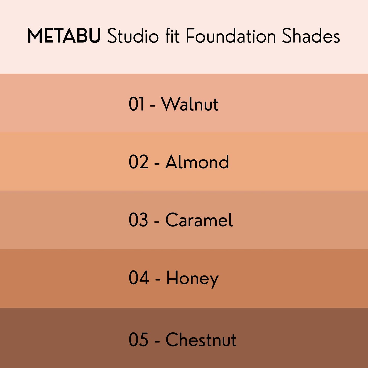 METABU Studio fit Foundation For All Skin Types, Long-Lasting Wear,Sweat proofwith Full Coverage, SPF 25 Protection, 30 ml