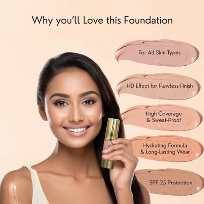 METABU Studio fit Foundation For All Skin Types, Long-Lasting Wear,Sweat proofwith Full Coverage, SPF 25 Protection, 30 ml